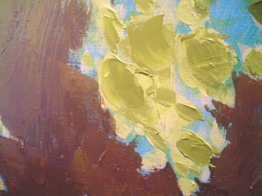 detail bloesem schilderij van beeldend kunstenaar Ciska van der Meer te Amsterdam