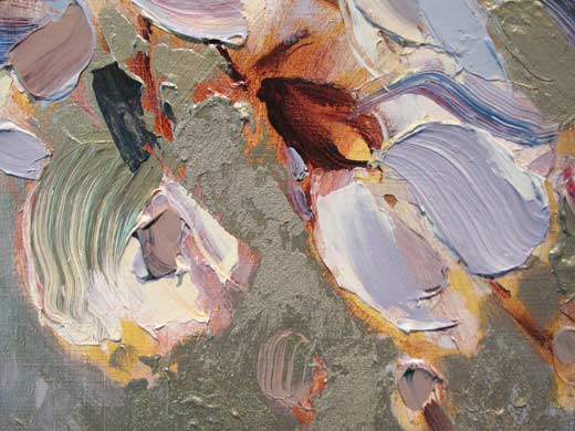 Detail wittebloesem schilderij van beeldend kunstenaar Ciska van der Meer te Amsterdam