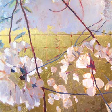 Kersenbloesem schilderij van beeldend kunstenaar Ciska van der Meer te Amsterdam